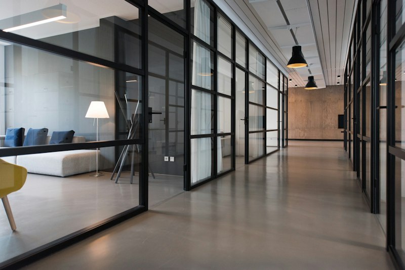 Modern corporate office corridor